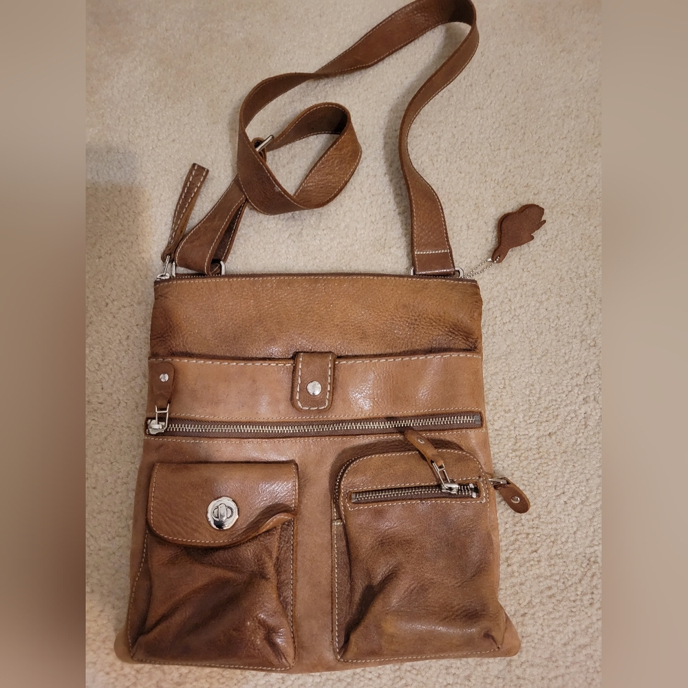 Roots Leather Crossbody Purse